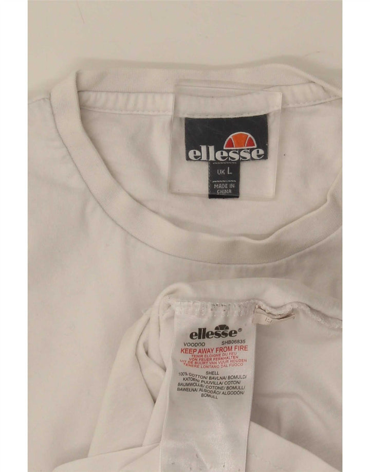 Ellesse Homme T-Shirt Graphique Haut Large Blanc Coton