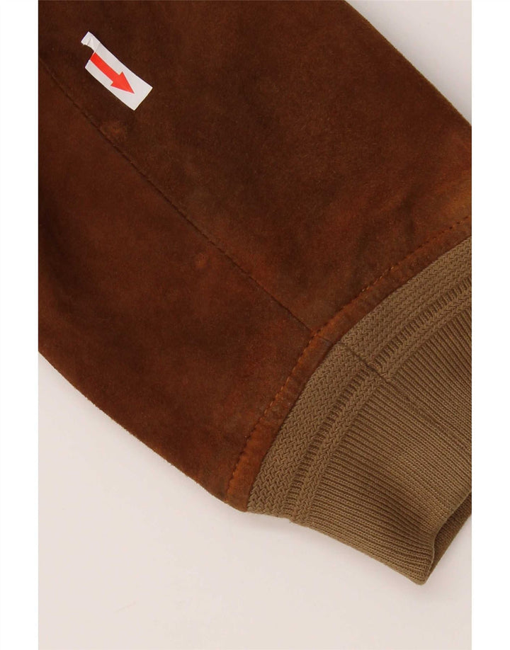 Project Classico Chaqueta bomber de ante para hombre UK 42 XL Cuero marrón