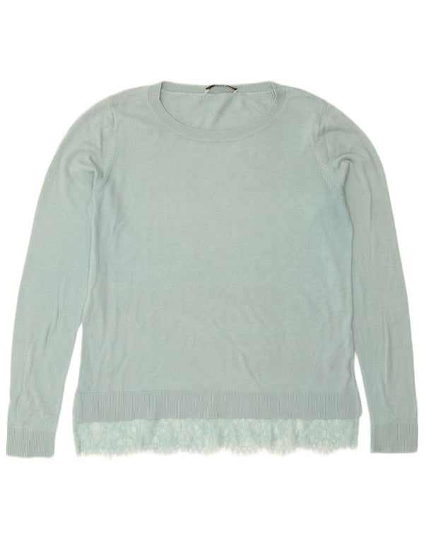 Oasis Dame Boat Neck Jumper Sweater UK 14 Medium turkis bomuld