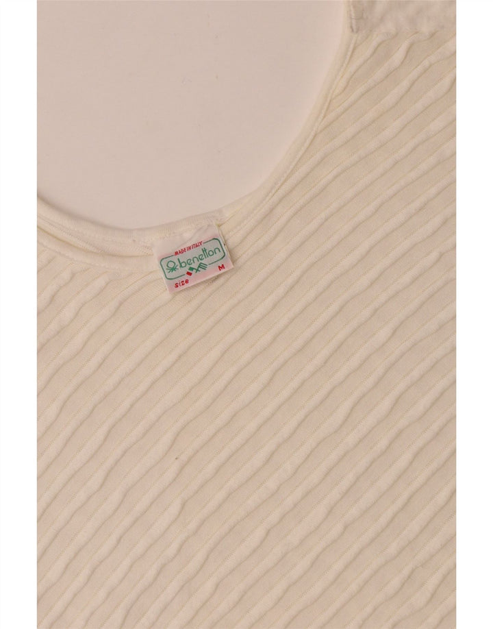 Benetton Womens Asymmetric Oversized Blouse Top UK 14 Medium White Cotton