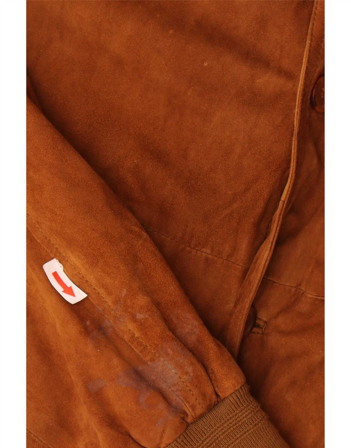 Vintage Mens Suede Bomber Jacket IT 60 5XL Brown Leather