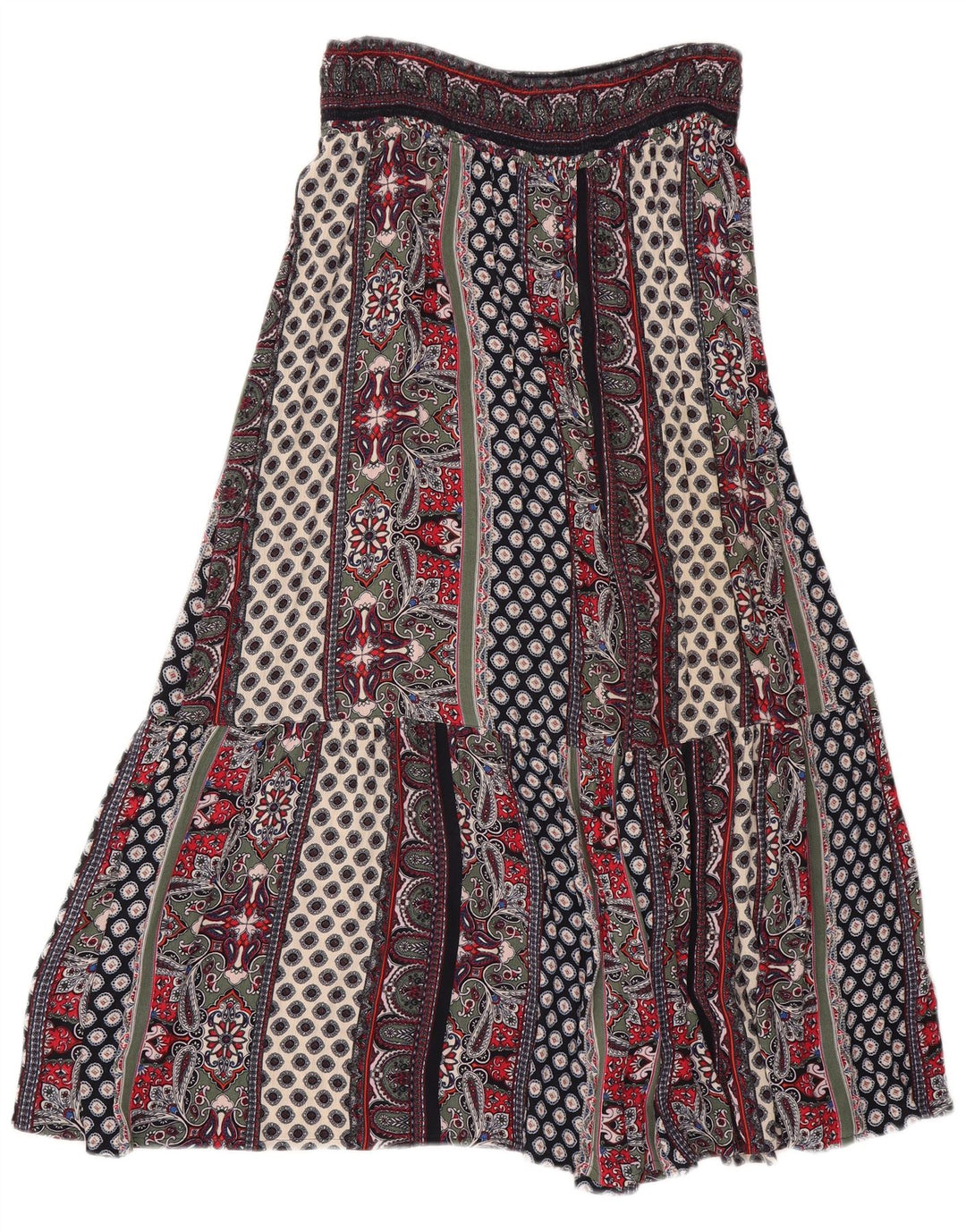 Monsoon Saia Cigana Feminina Média W30 Patchwork Multicolor Viscose