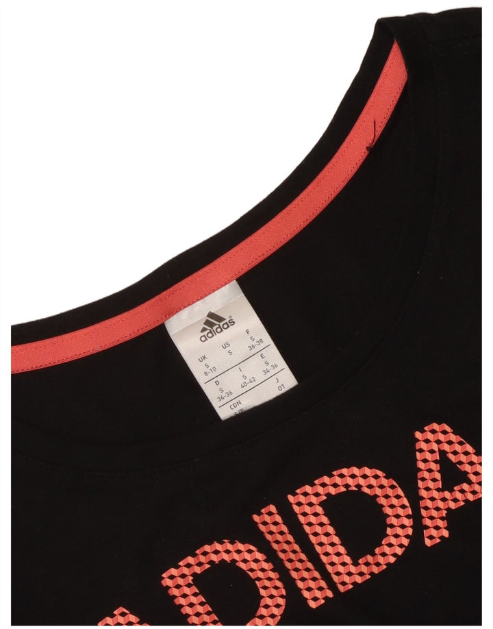 Adidas Womens Graphic Top Long Sleeve UK 8/10 Small Black