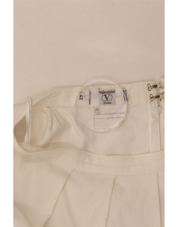 VALENTINO Womens Midi Skirt IT 42 Medium W28 White Cotton Vintage Valentino and Second-Hand Valentino from Messina Hembry 