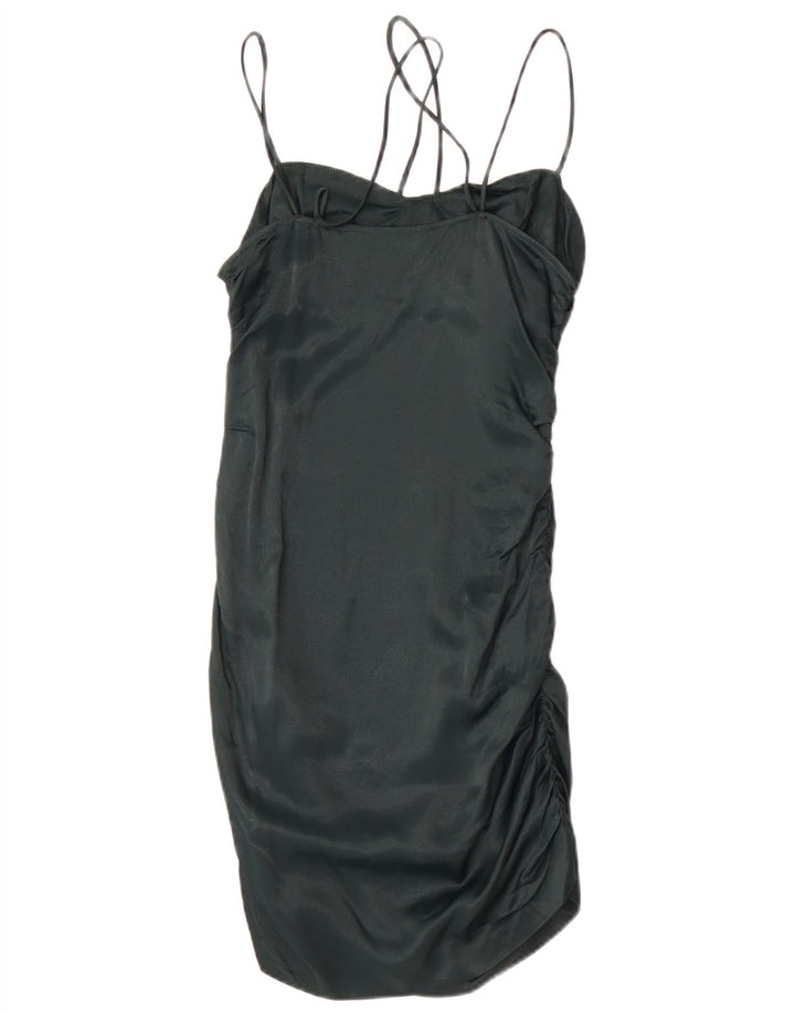 Zara Damen Slip Dress UK 12 Mittelgrüne Viskose