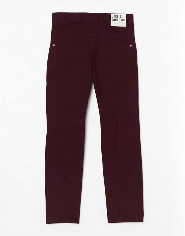 Мужские узкие повседневные брюки-бананы Jack & Jones W34 L33 бордовые