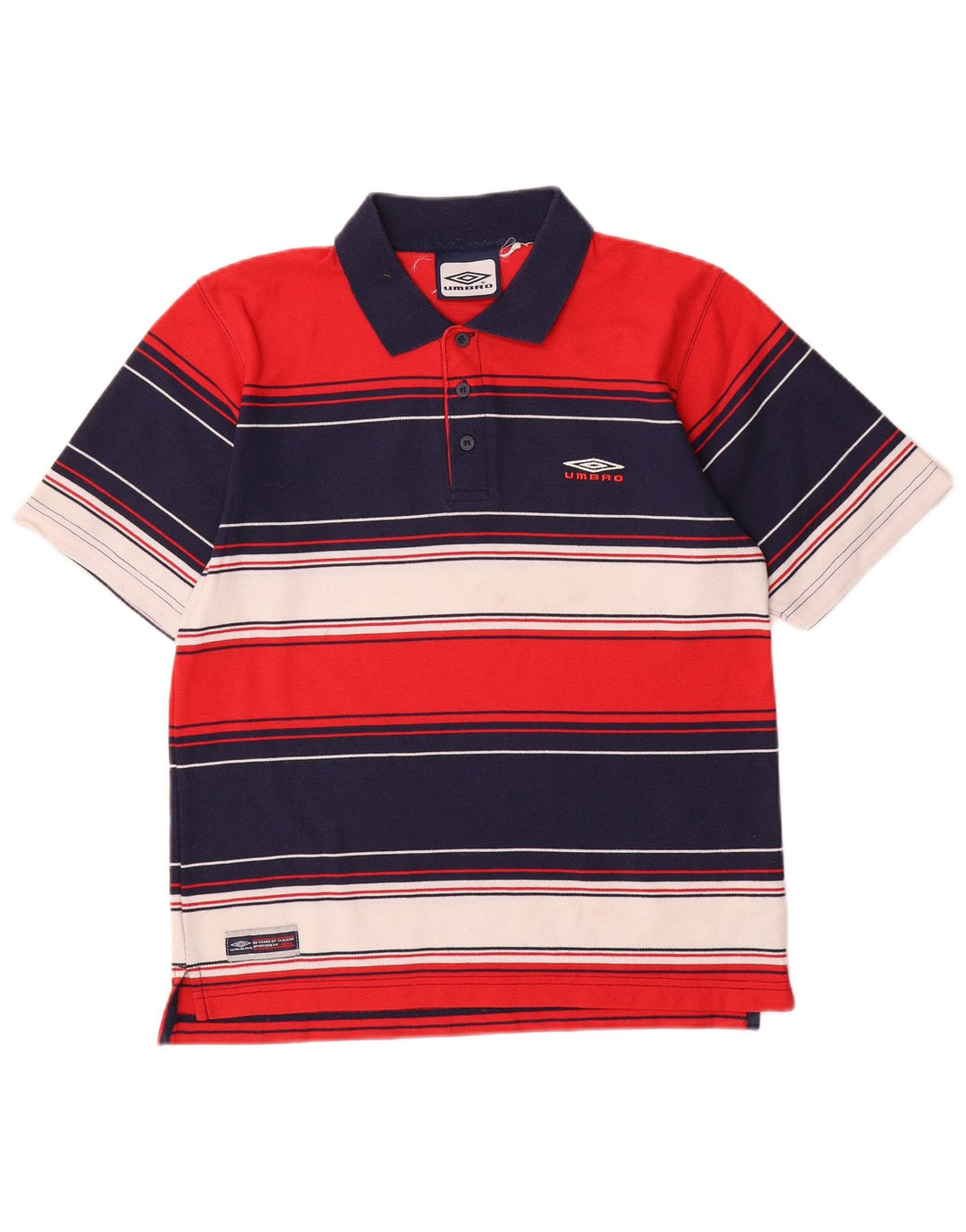 Umbro Mens Polo Shirt UK 35/37 Small Red Striped Polyester