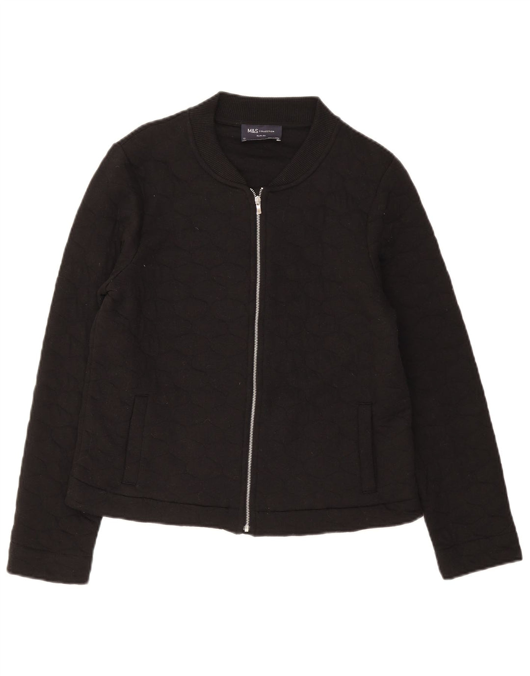 Giacca trapuntata slim fit da donna Marks & Spencer UK 12 cotone nero medio