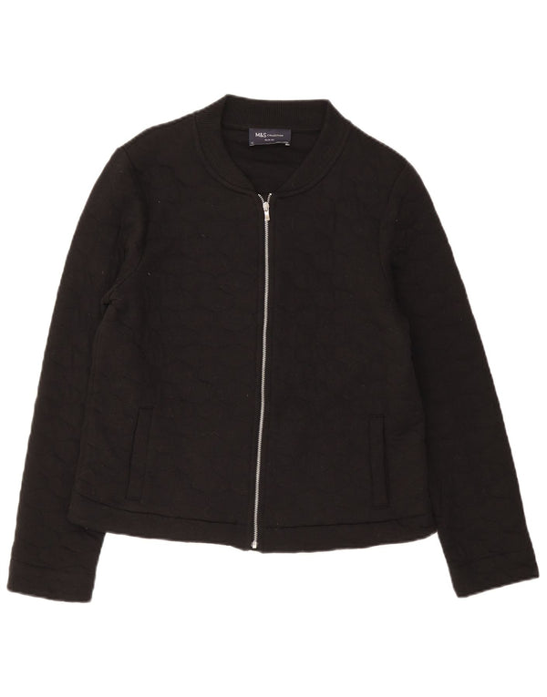 Marks & Spencer Womens Slim Fit Quilted Jacket UK 12 Medium  Black Cotton