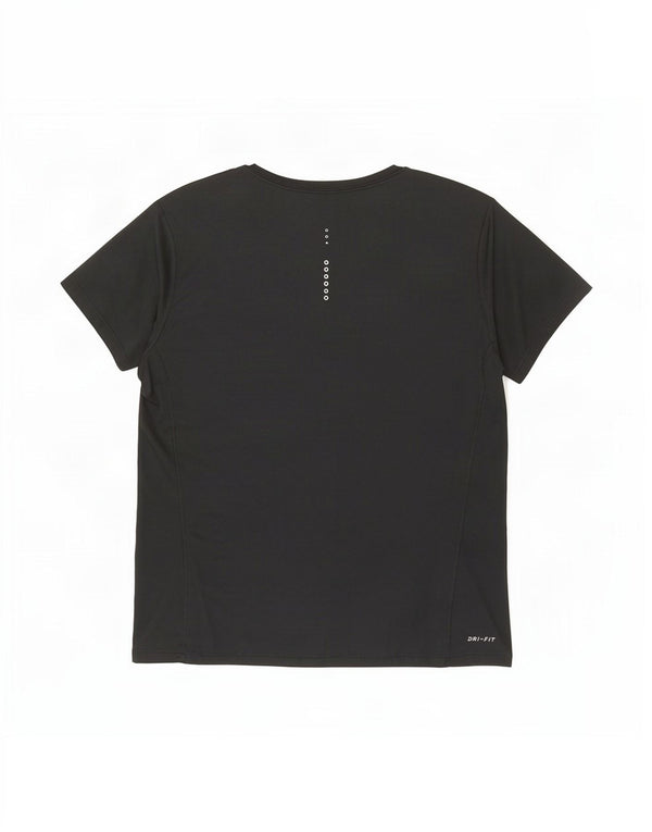 Nike Damen Dri Fit T-Shirt Top UK 14 Large Schwarz Polyester
