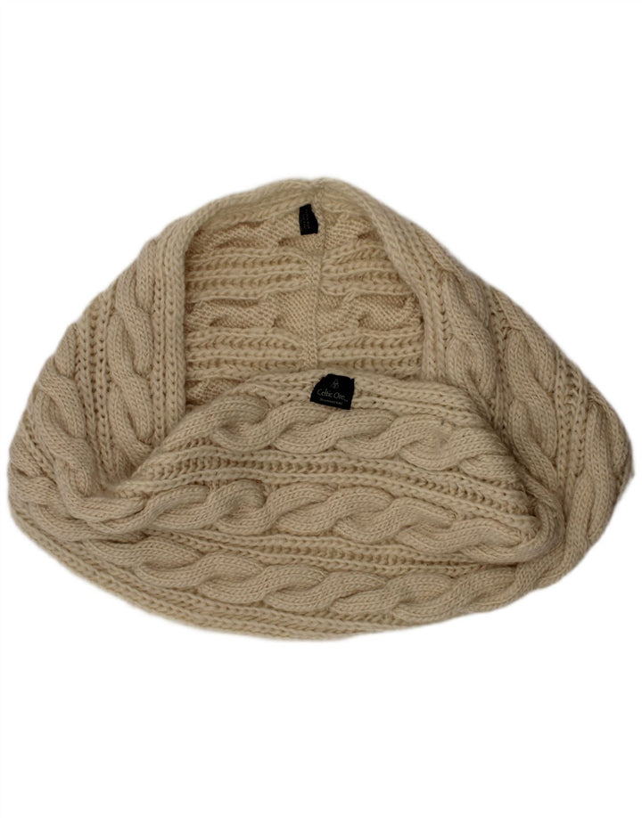 Celtic Ore Womens Knit Snood Scarf One Size Off White Polyester Winter