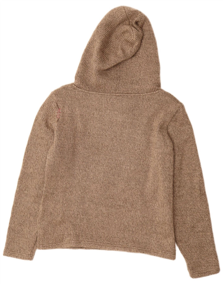 Vintage Mens Hooded Jumper Sweater Size 40 Medium Beige Acrylic