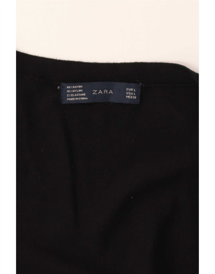 Zara Dame Cardigan Sweater UK 16 Large Black Rayon