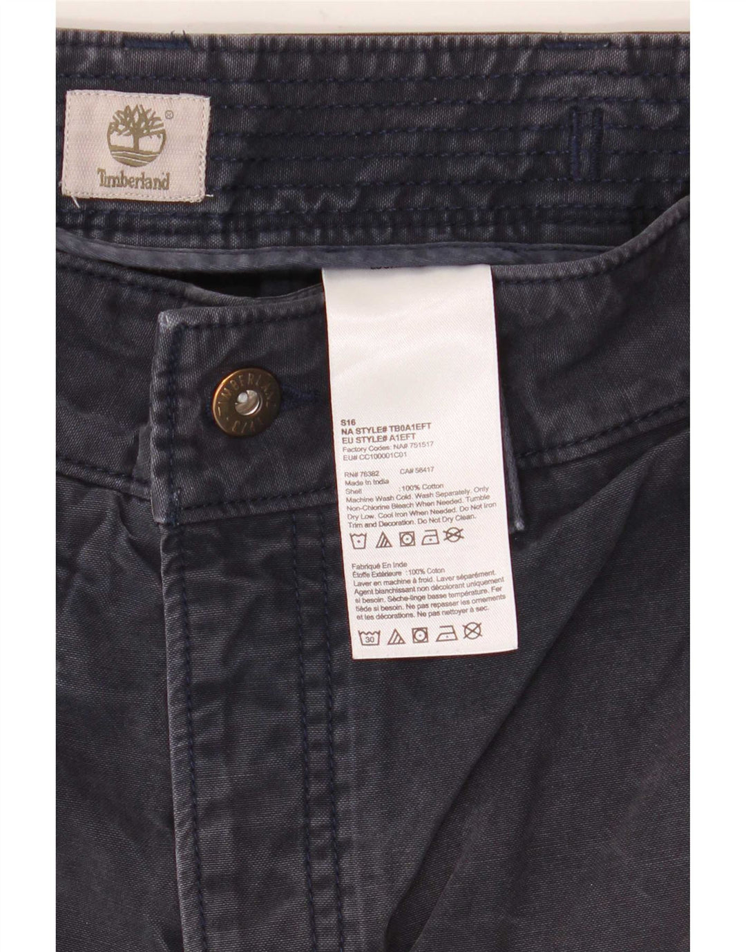 Timberland Pantalones cortos cargo para hombre W32 Algodón azul marino mediano
