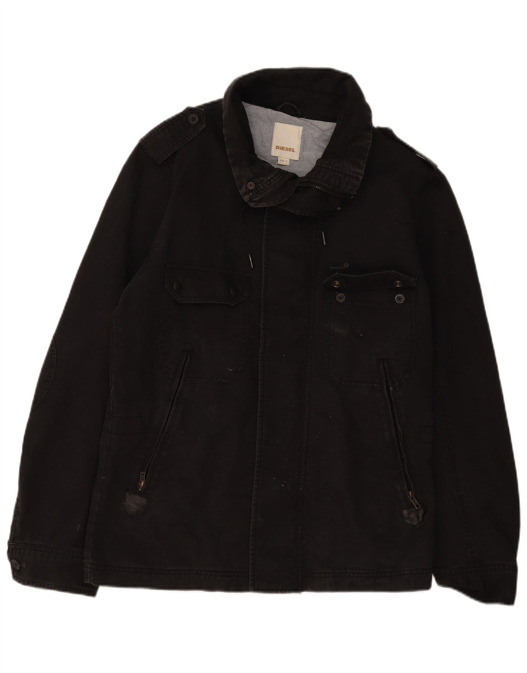 Diesel Mens Military Jacket UK 40 Large Black Cotton