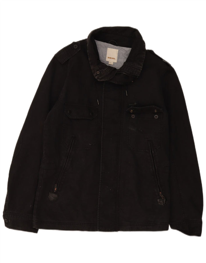 Diesel Mens Military Jacket UK 40 Large Black Cotton