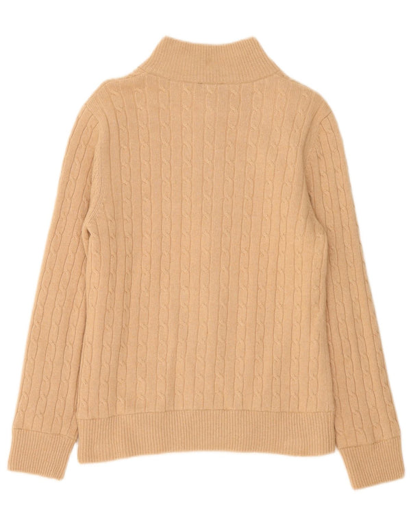 Golfino Dame Cardigan Sweater UK 12 Medium Beige Merino Uld