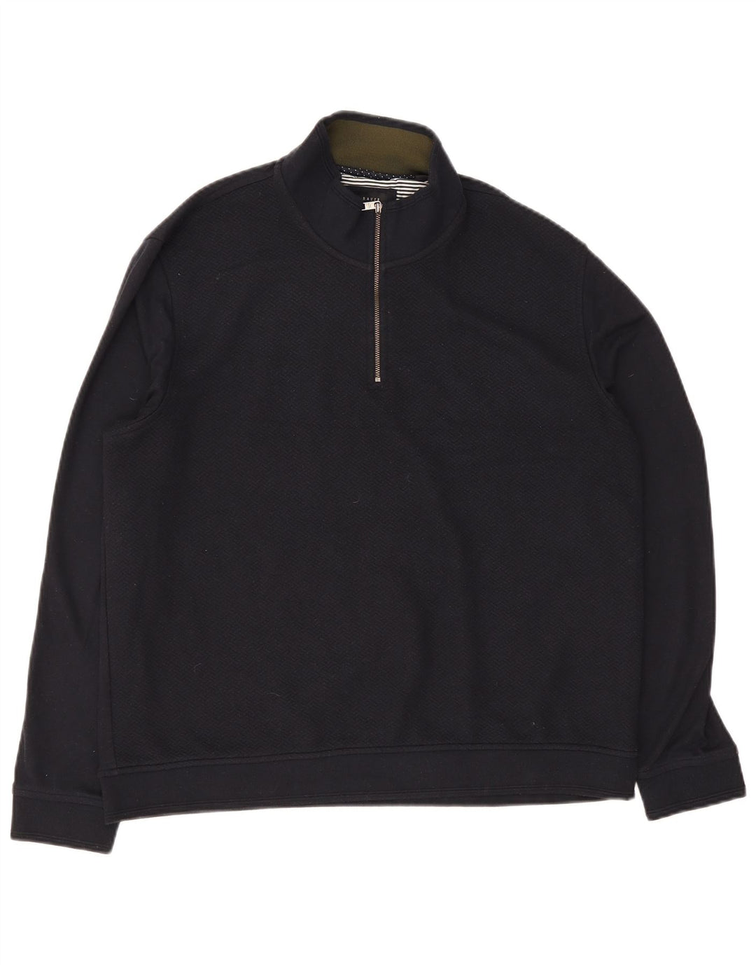 Maglione maglione con collo con zip da uomo Ted Baker taglia 6 2XL blu navy