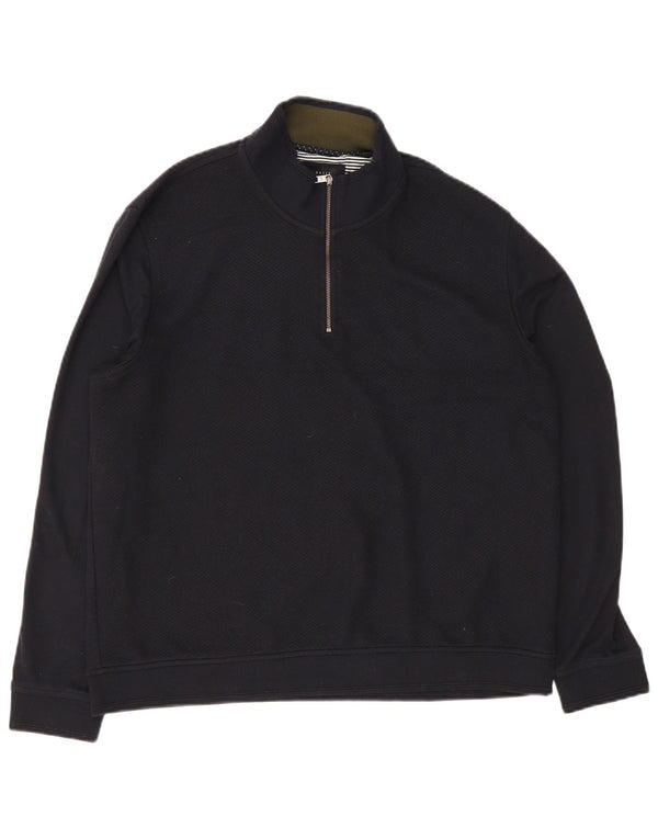 Ted Baker Mens Zip Neck Jumper Sweater Size 6 2XL Navy Blue