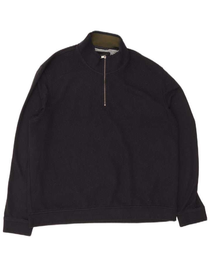 Maglione maglione con collo con zip da uomo Ted Baker taglia 6 2XL blu navy