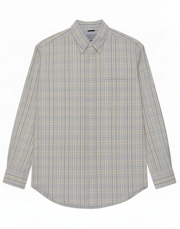 Nautica Camisa Hombre XL Azul Cuadros Algodón