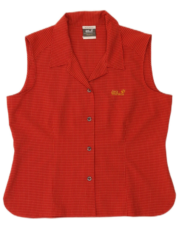 Jack Wolfskin Womens Travel Graphic Shirt Blouse UK 14/16 Large Red Check