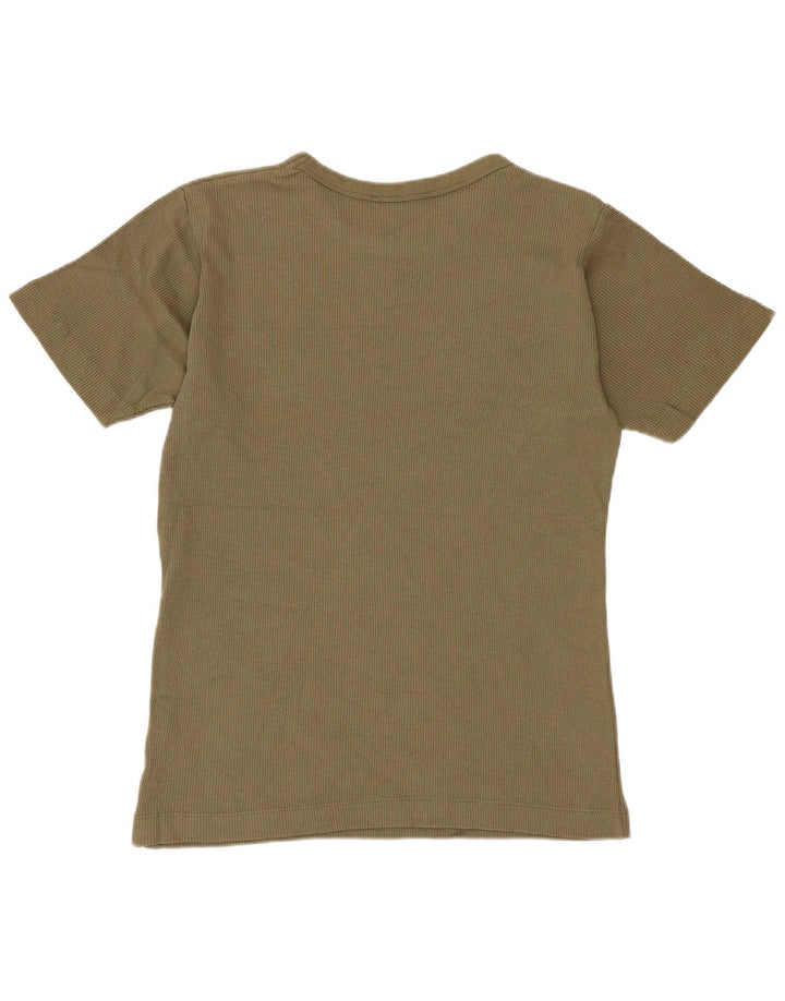 ZARA Mens T-Shirt Top Small Khaki Cotton
