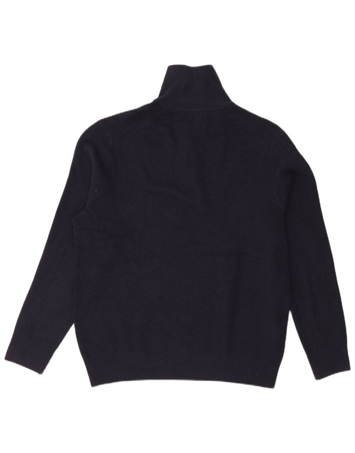 Marks & Spencer Mens Zip Neck Jumper Sweater XL Navy Blue Cotton