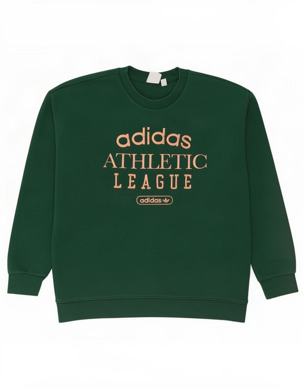 Pulover supradimensionat cu grafic pentru femei Adidas UK 8 Bumbac verde mic