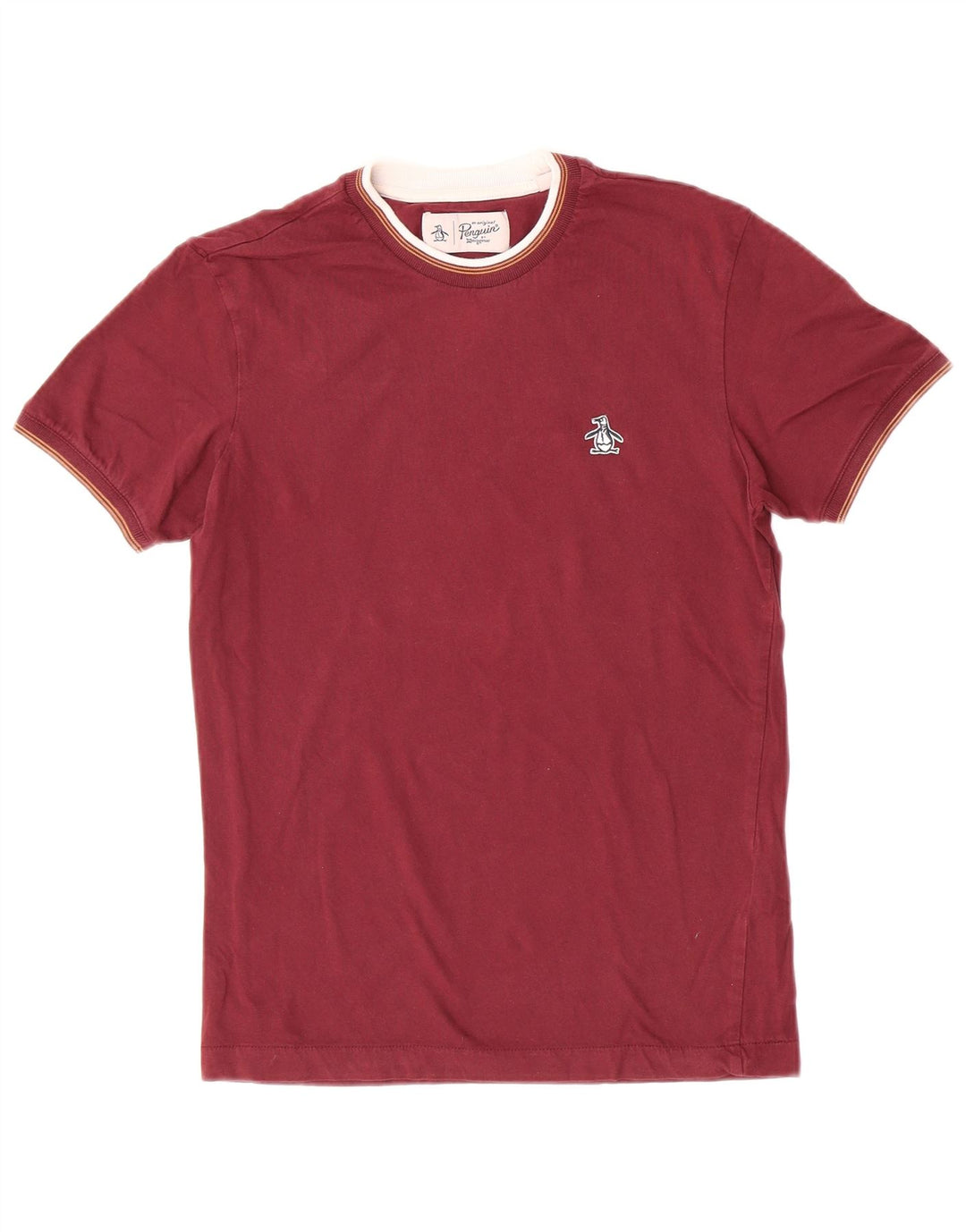 T-shirt męski Penguin, mały, bordowy, bawełniany