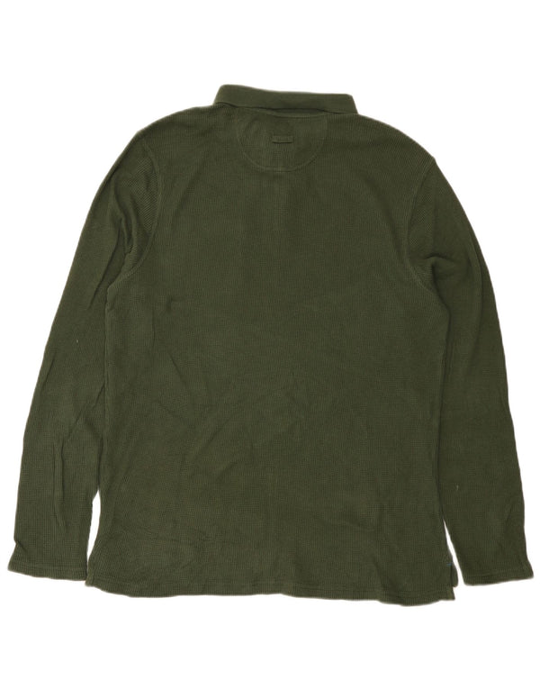 White Stuff Polo de manga larga para hombre de algodón caqui medio