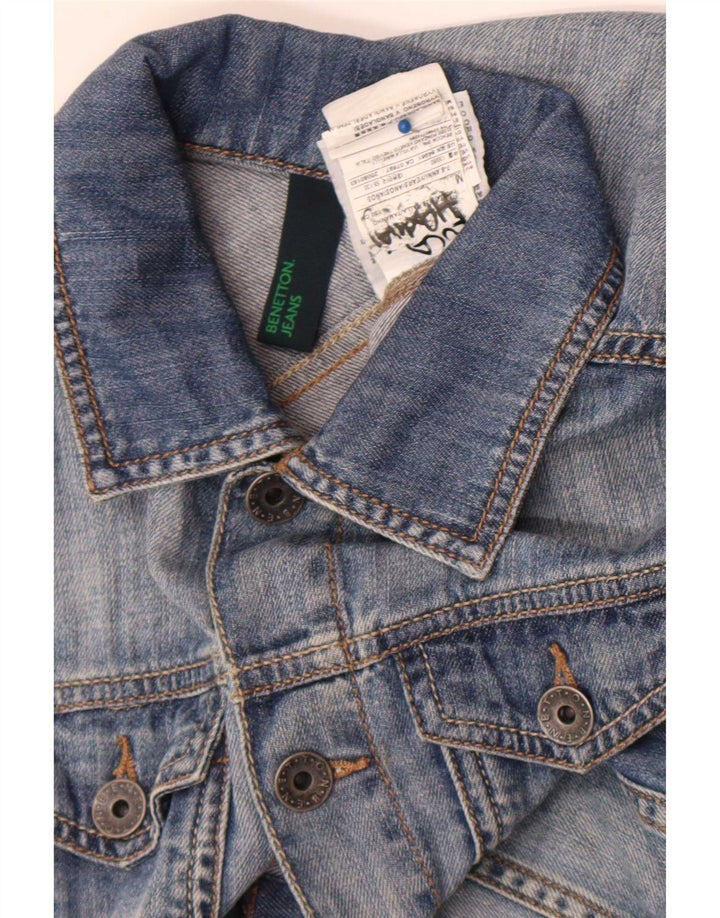Benetton Girls Denim Gilet 7-8 Years Medium Blue Cotton