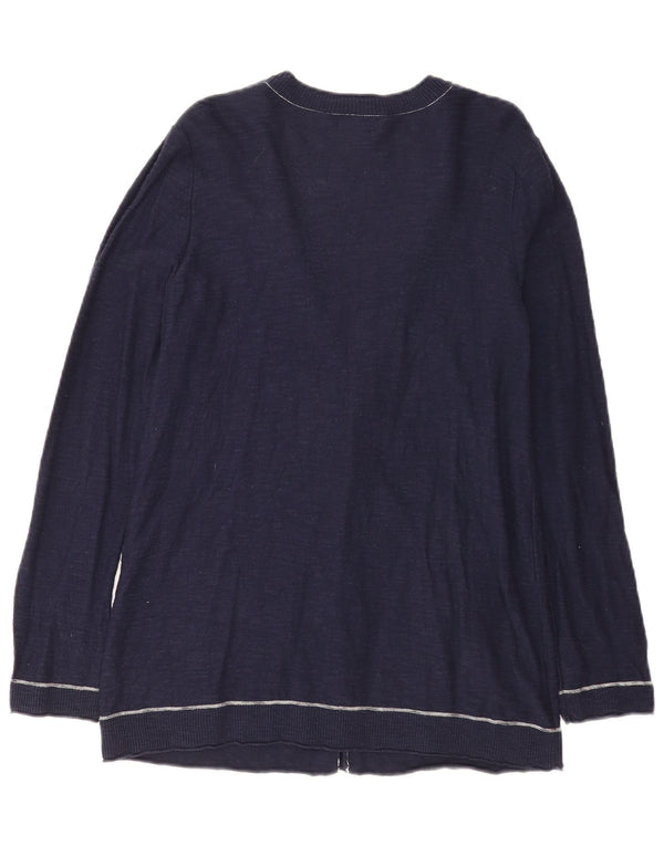 Eddie Bauer Womens Cardigan Sweater UK 14 Large Navy Blue Cotton