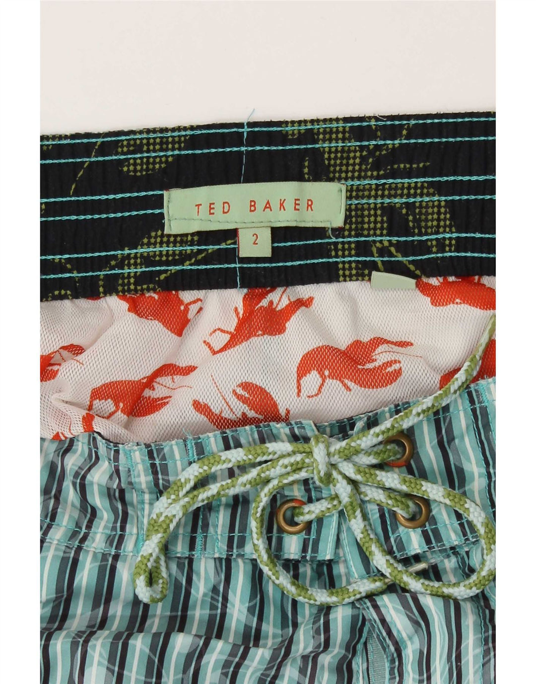Pantaloncini da bagno da uomo Ted Baker taglia 2 piccolo poliestere gessato blu