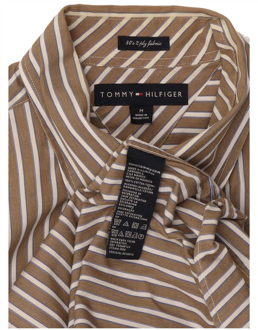 Cămașă pentru bărbați Tommy Hilfiger, bumbac cu dungi medii, bej