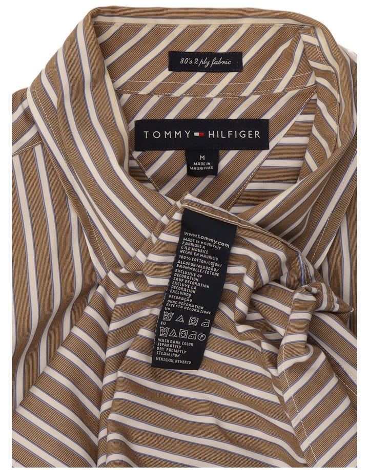 Cămașă pentru bărbați Tommy Hilfiger, bumbac cu dungi medii, bej