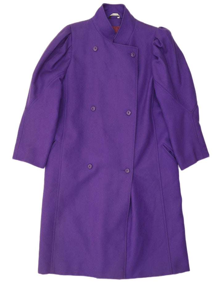 Vintage Womens Oversized Double Breasted Coat UK 16 Large Purple Wool