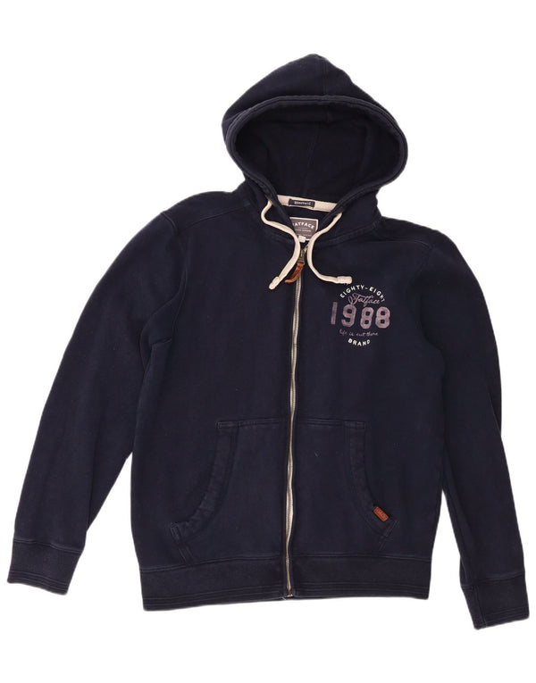 Fat Face pentru bărbați Heritage Graphic Zip Hoodie Pulover Medium Bleumarin Bumbac