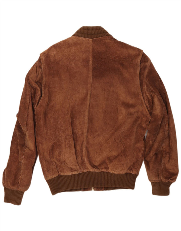 VINTAGE Mens Suede Bomber Jacket IT 52 XL Brown