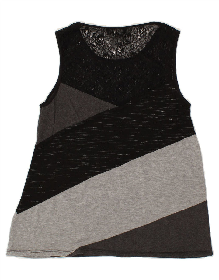 DESIGUAL Womens Sleeveless Blouse Top UK 8 Small Grey Colourblock Vintage Desigual and Second-Hand Desigual from Messina Hembry 