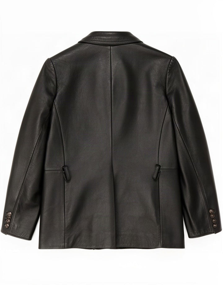 Vintage mujer chaqueta de cuero Reino Unido 10 pequeño negro