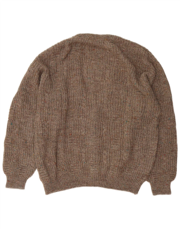 Vintage Mens Cardigan Sweater Large Brown Flecked