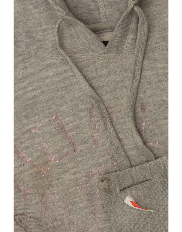 Hurley Womens Graphic Hoodie Jumper UK 10 Small Grey Flecked Cotton