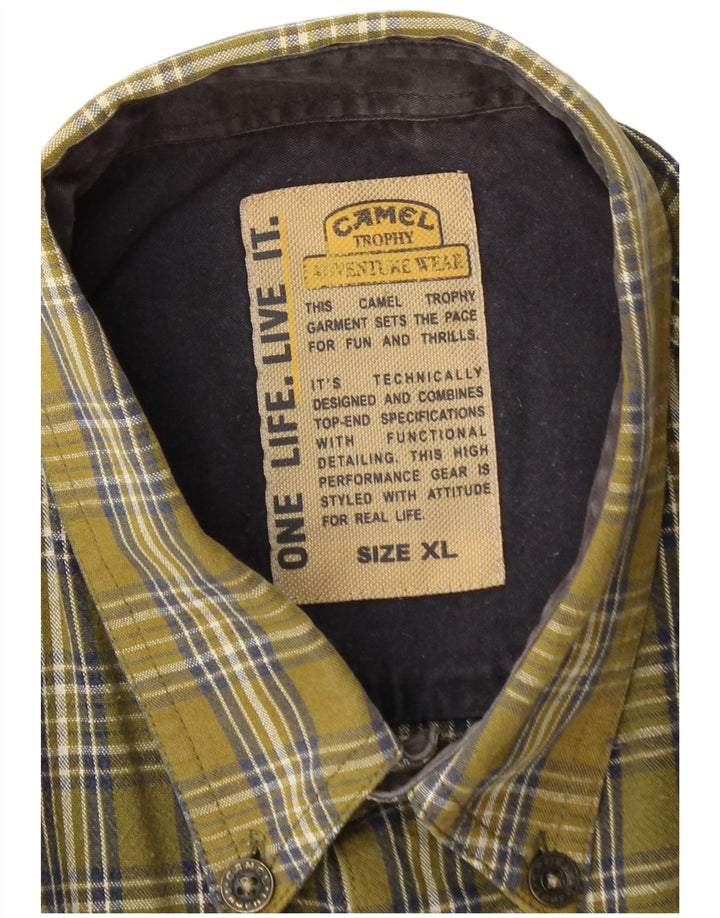 Camel Herren-Flanellhemd XL, Khaki, kariert, Baumwolle