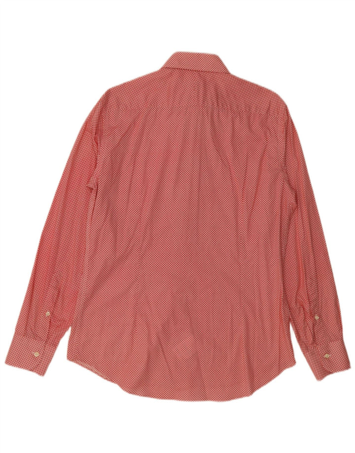 Vintage Mens Shirt Size 40 15 3/4 Medium Red Geometric Cotton