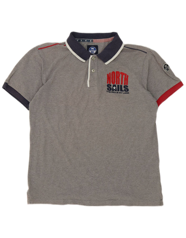 North Sails Mens Graphic Rugby Polo Shirt XL Grey Cotton