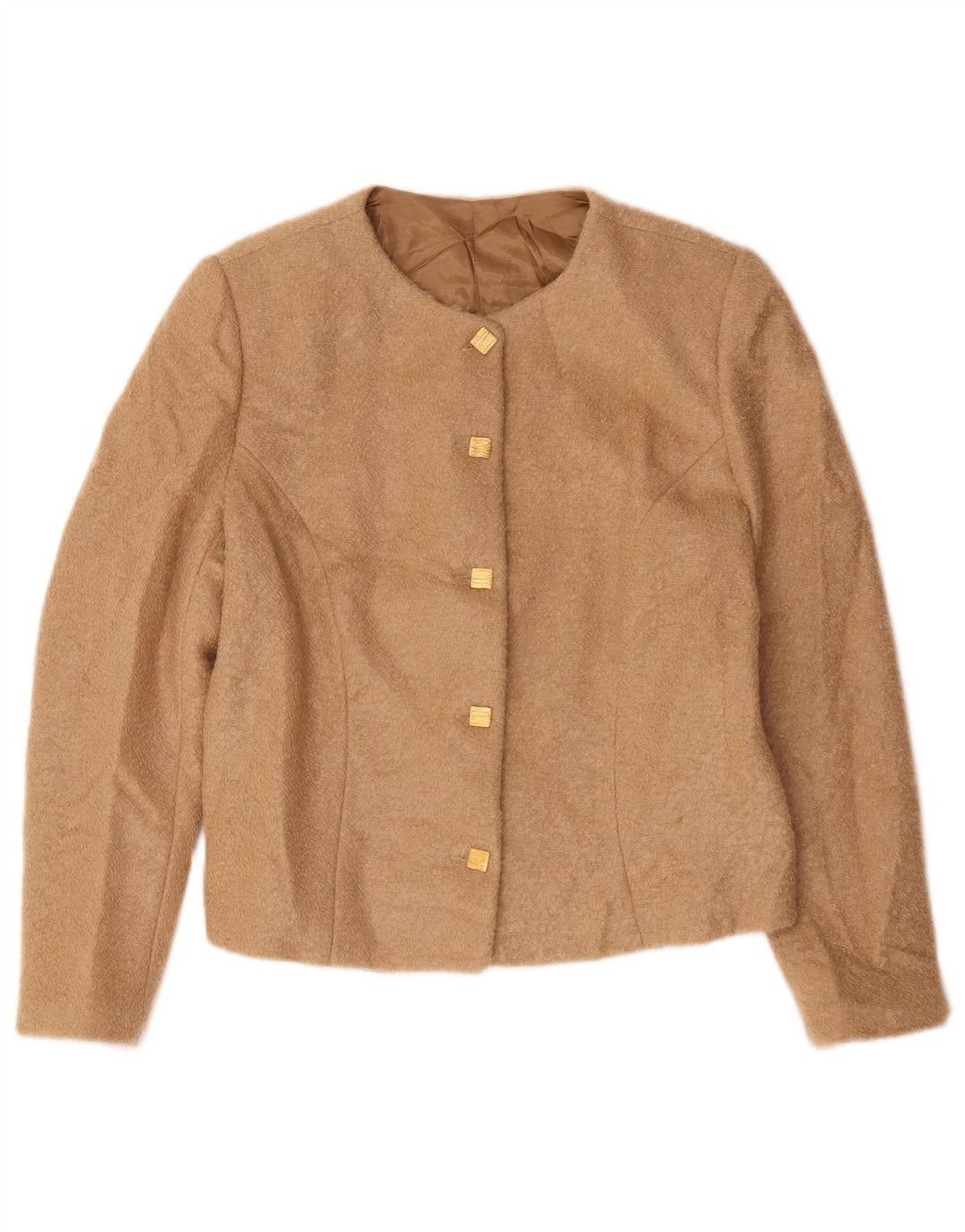 Vintage Damen 5-Knopf-Blazerjacke UK 14 Mittelbeige