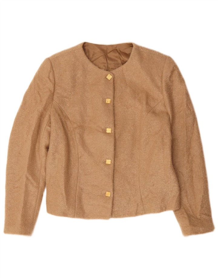 Vintage Damen 5-Knopf-Blazerjacke UK 14 Mittelbeige