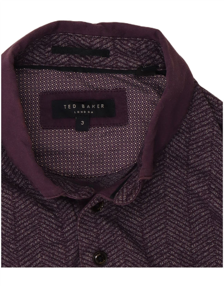 Ted Baker Herre Polo Shirt Størrelse 3 Medium Lilla Sildeben