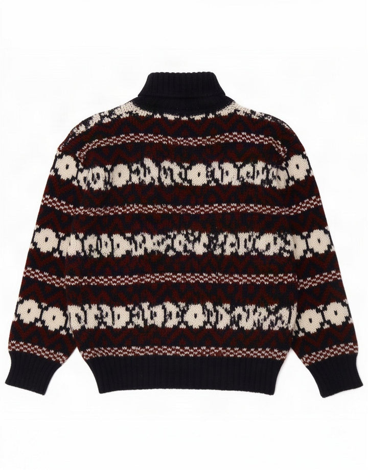 Vintage Herre rullehalstrøje Medium Flerfarvet Fair Isle